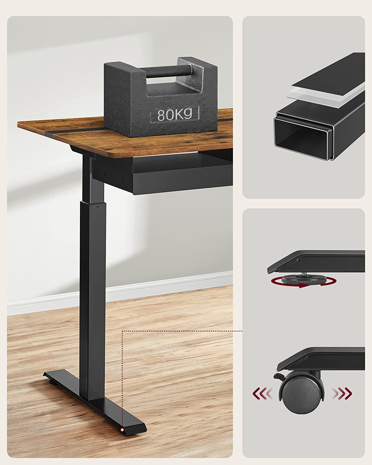 Elektrischer Schreibtisch – höhenverstellbar – mit Sockel