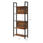 Buchregal - Wohnzimmerschrank - Holzbretter - Metallrahmen - Brown