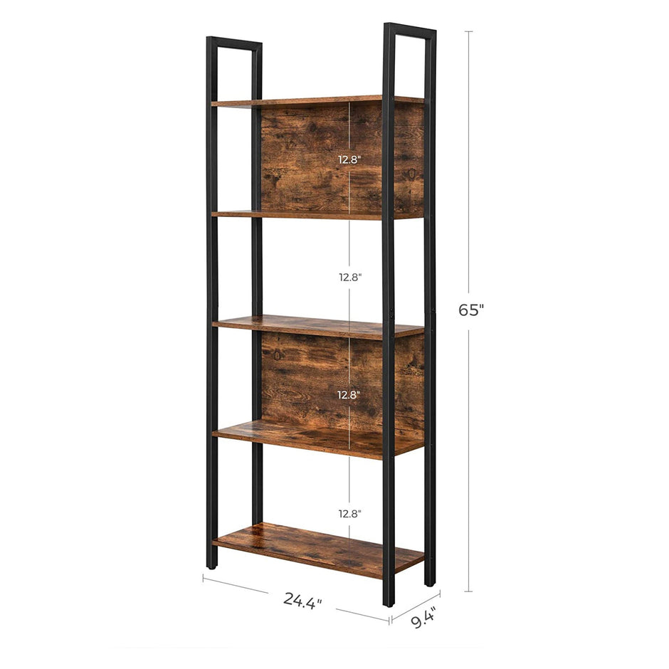 Buchregal - Wohnzimmerschrank - Holzbretter - Metallrahmen - Brown