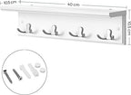 Wandtellack - Halle -Kleiderregal - mit 4 Doppelhaken - mit Brett