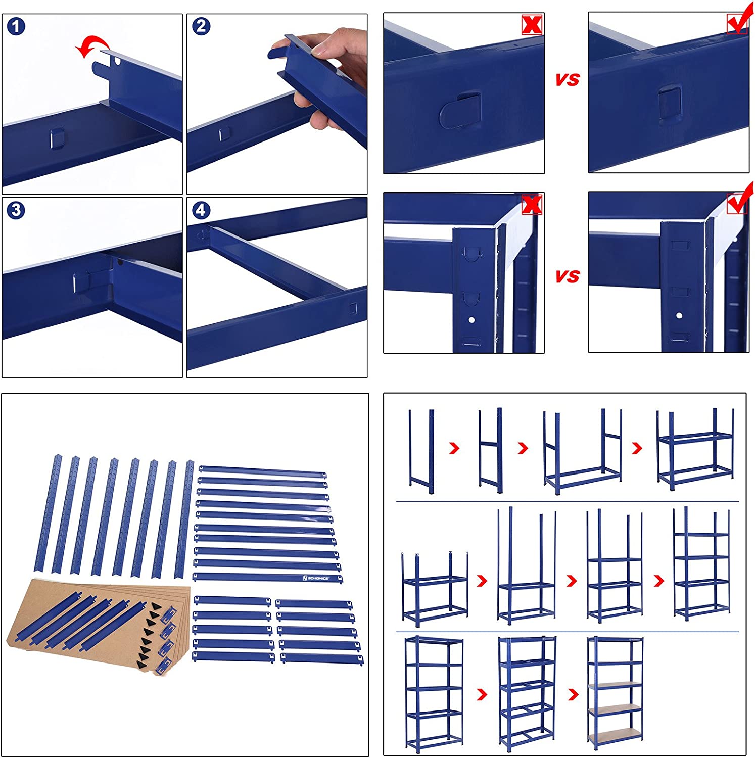 Speicherregale - 2 - Kellerschrank - 5 einstellbare Regale - Metallplanken - Blau