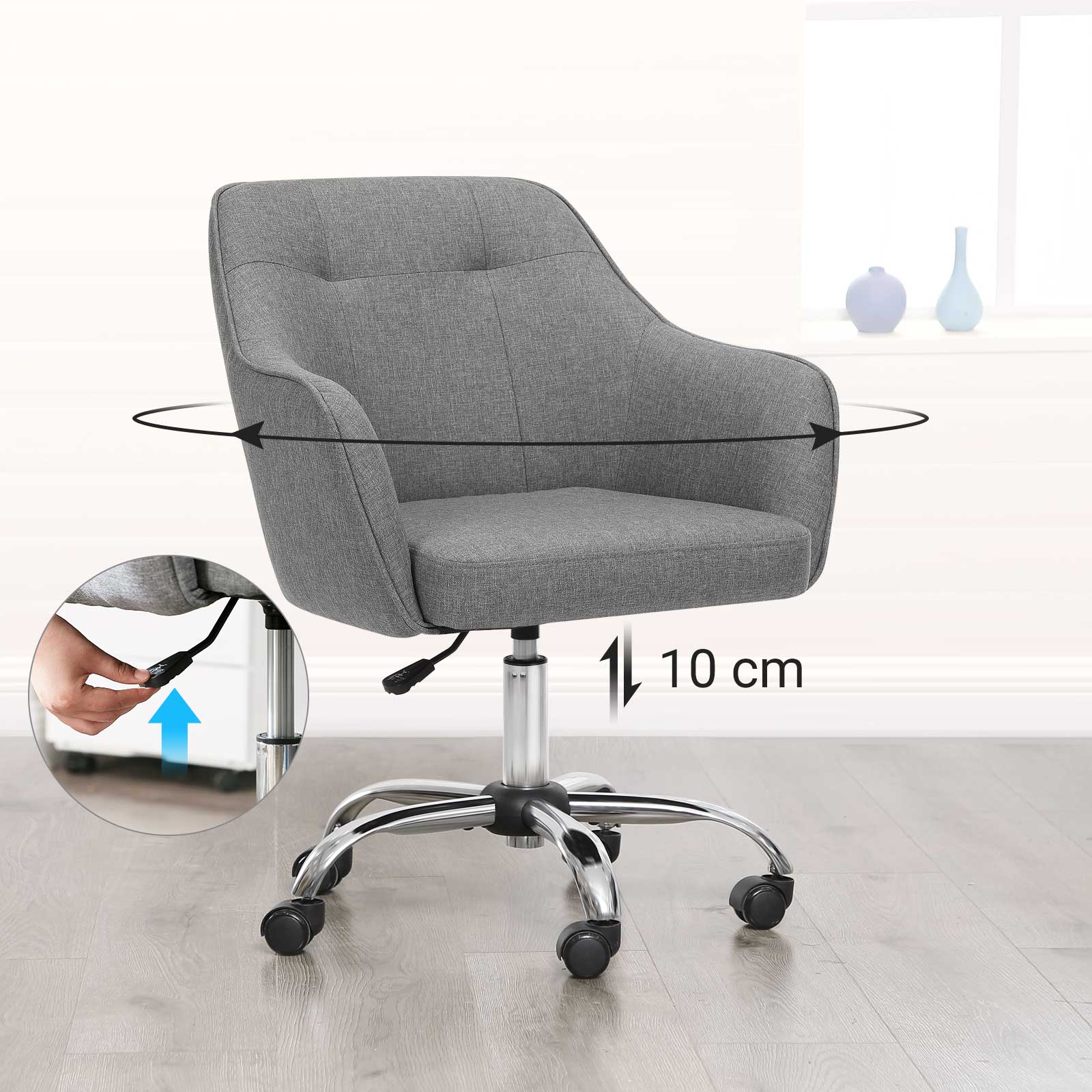 Office Stuhl - Computerstuhl - in Höhe verstellbar - Grau