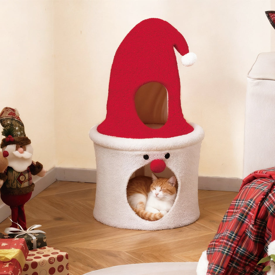 Julig – Klösträd med Sovplats modern söt Katttorn kuddad övre Liggplats – 75 cm – Röd