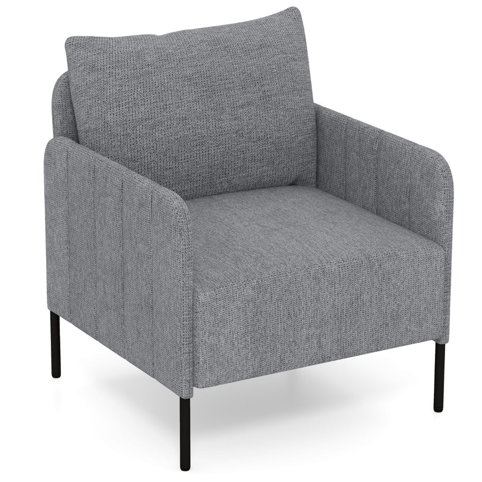 Soffa – vardagsrum med kuddar loungestol justerbara fotstöd – 73 x 79 x 79 cm – Grå