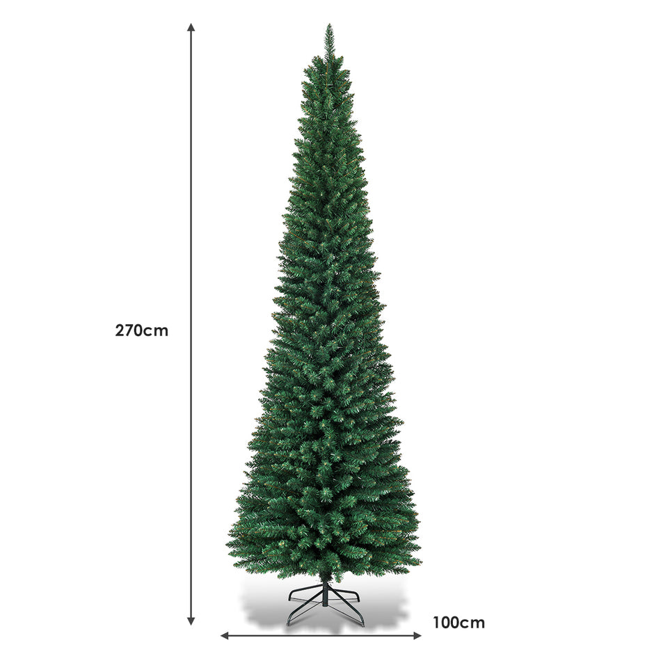 Blyertstift – julgran konstgjord med metallställning – 270 cm – Grön