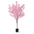 Konstgjord – körsbärsblomma Konstväxt med blommor Konstträd i kruka – 190 cm – Rosa