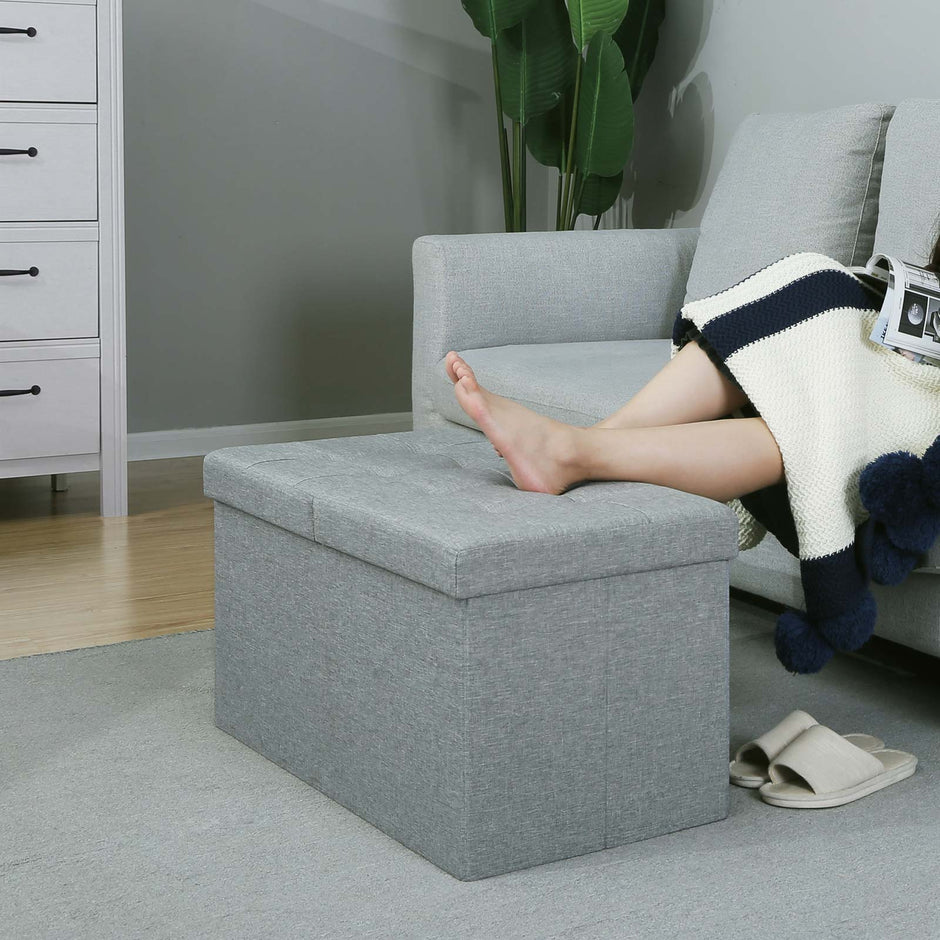 Sitzkasten - Sofa mit Stauraum - Schilderabdeckung - 80 l - hellgrau