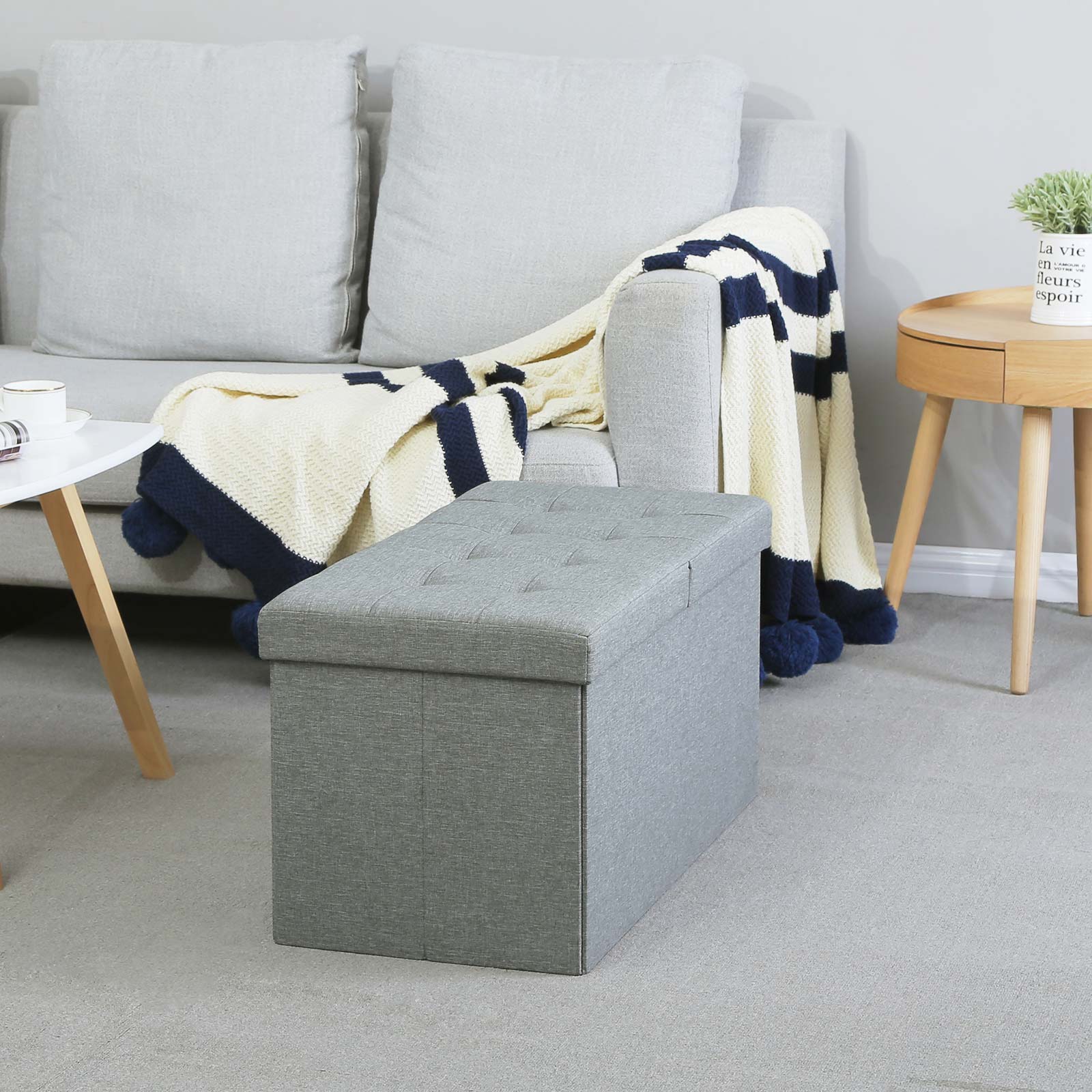 Sitzkasten - Sofa mit Stauraum - Schilderabdeckung - 80 l - hellgrau