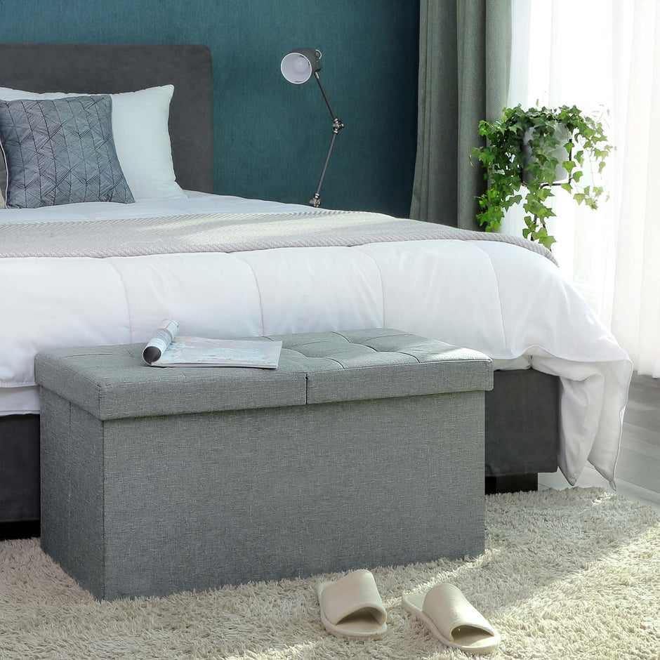 Sitzkasten - Sofa mit Stauraum - Schilderabdeckung - 80 l - hellgrau