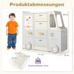 Leksakshylla – Bil Barnhylla i Bussform med Whiteboard Lådor och Skåp – 4 111 x 34 x 94 cm – Grå