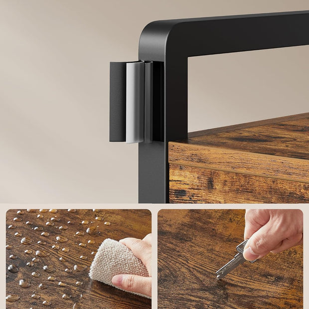 Kleiderregal - Garderobe - mit Schuhbank und Sitz - Metallrahmen - braun