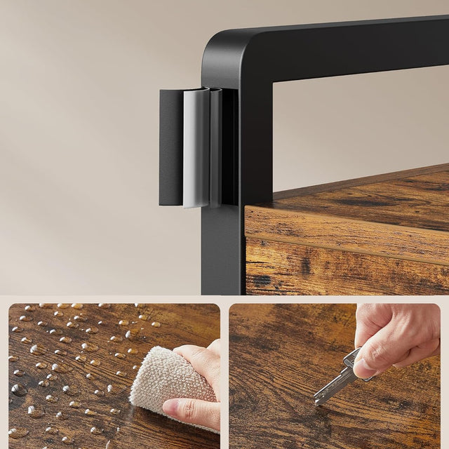 Kleiderregal - Garderobe - mit Schuhbank und Sitz - Metallrahmen - braun