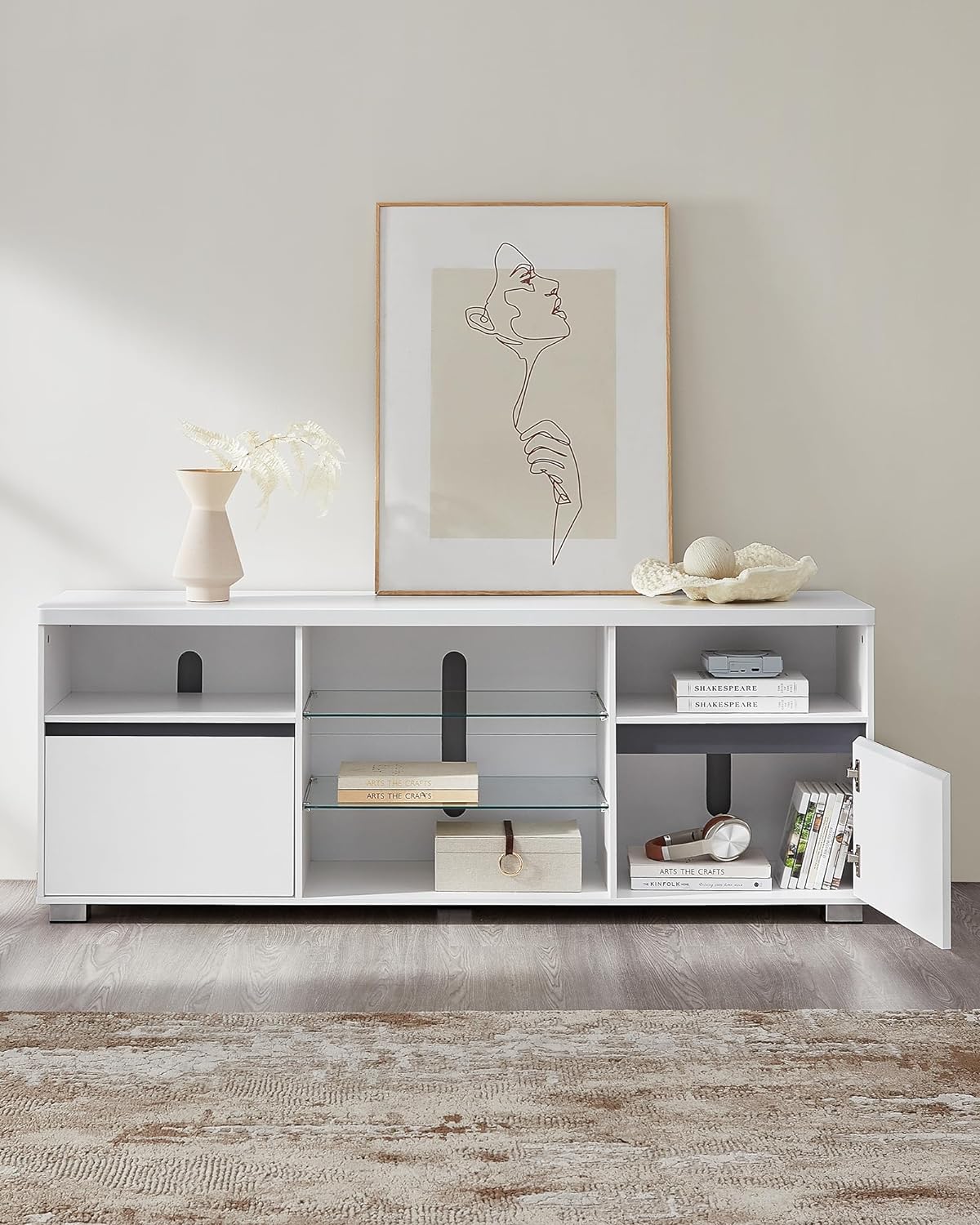 TV -Möbel - Fernsehtisch - mit offenen Regalen - LED -Beleuchtung - 160 cm