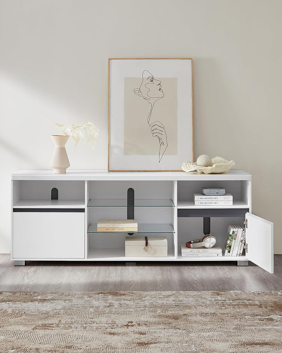 TV -Möbel - Fernsehtisch - mit offenen Regalen - LED -Beleuchtung - 160 cm