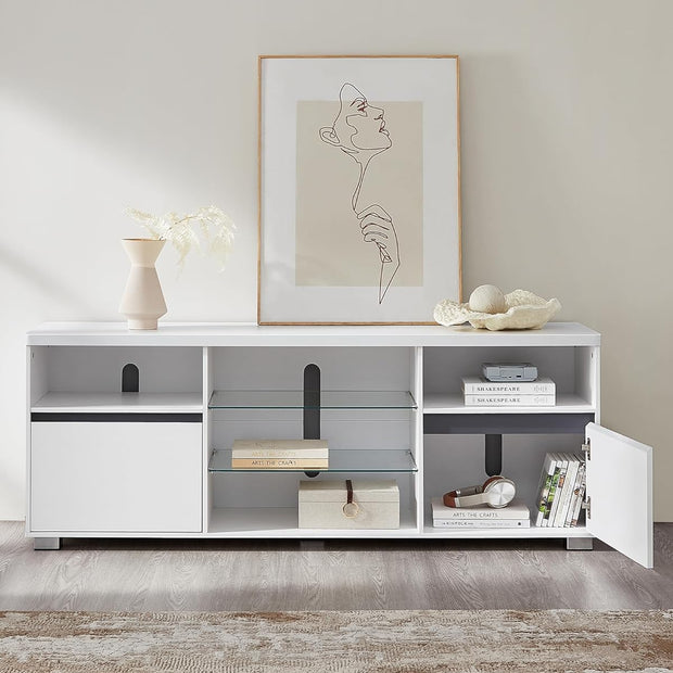 TV -Möbel - Fernsehtisch - mit offenen Regalen - LED -Beleuchtung - 160 cm