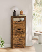 Schuhschrank - Aufbewahrungsschrank für Schuhe - 3 Fächer - aus Holz gemacht - braun