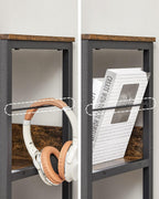 Lagerschrank - Bücherregal - mit 9 Fächern - aus Holz und Metallrahmen - braun