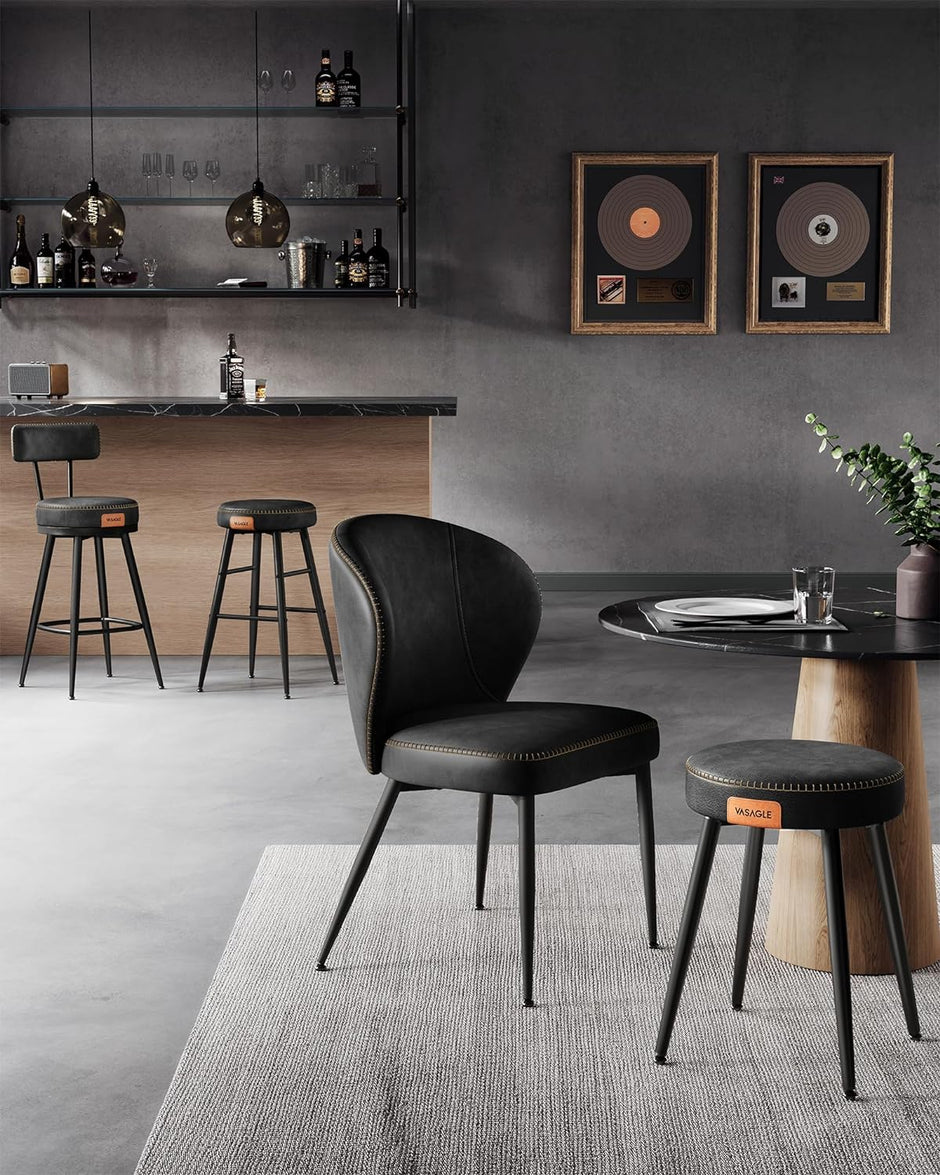 Barhocker - Barstühle - 2 - Metallrahmen - mit Rückenlehne - schwarz