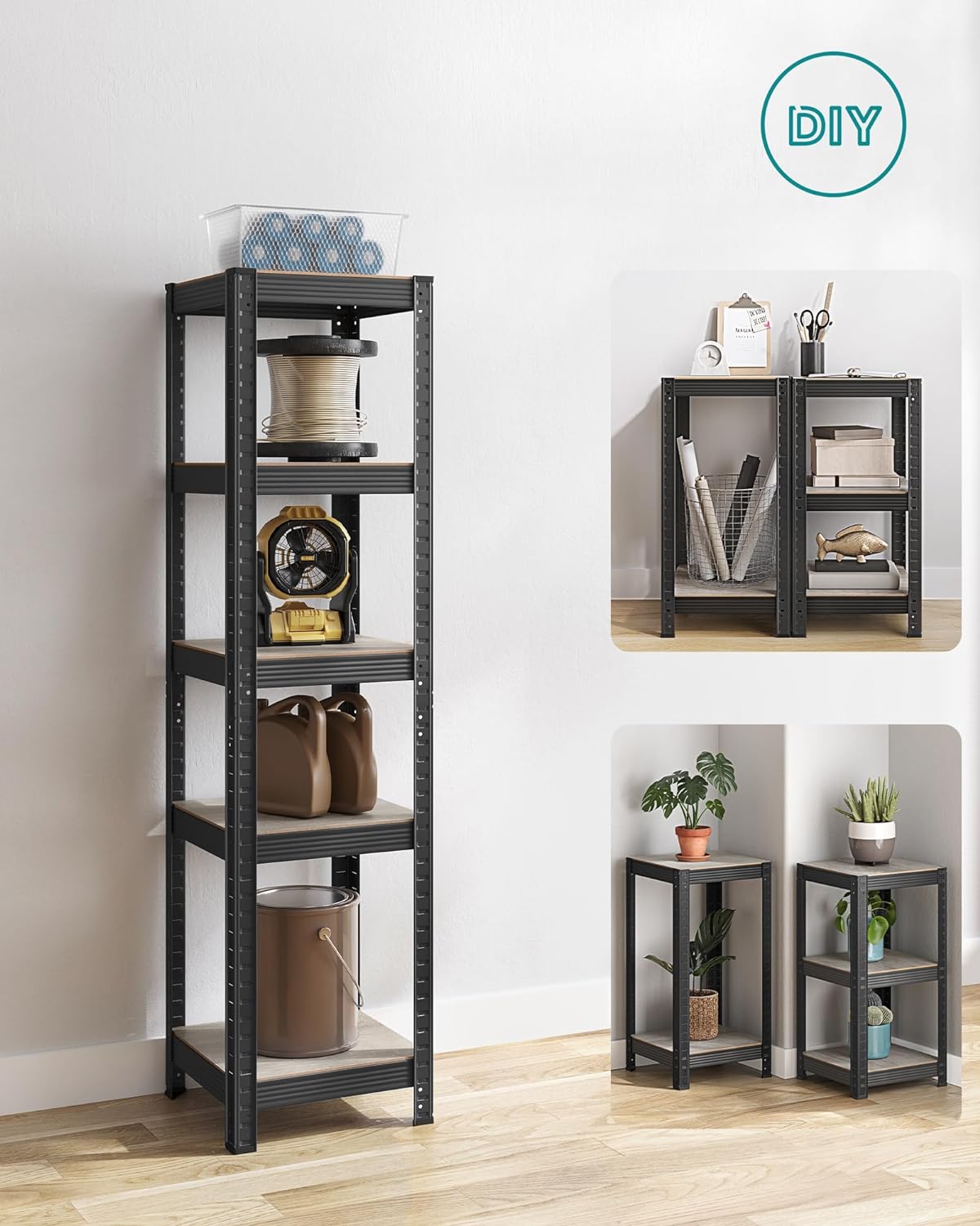 Kleine Rackbox - Wohnzimmerschrank - extra stark - 5 Level - Schwarz