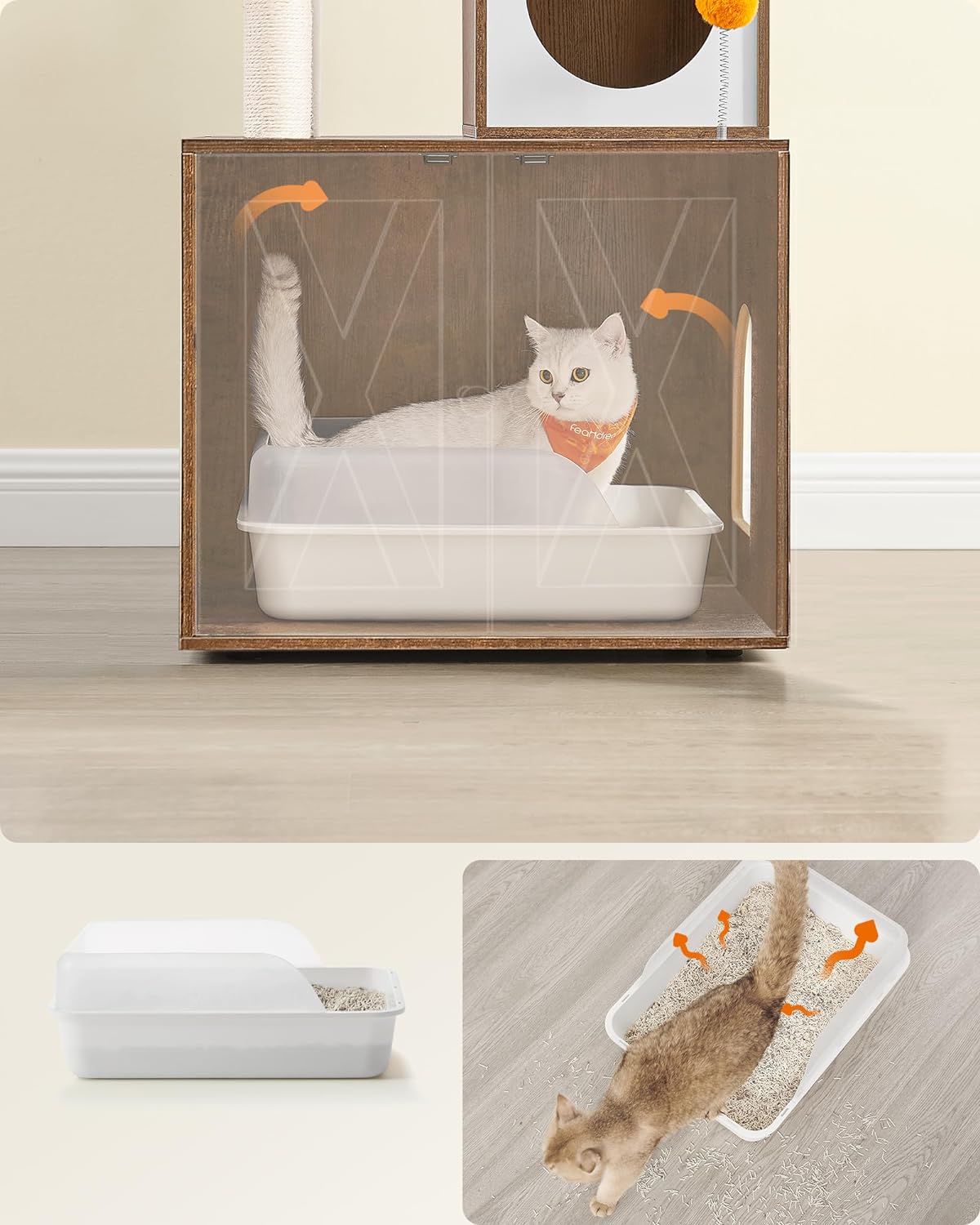 Kratzerpfosten - mit Katzenbäckerei - Multiple Plateaus - Holz - braun