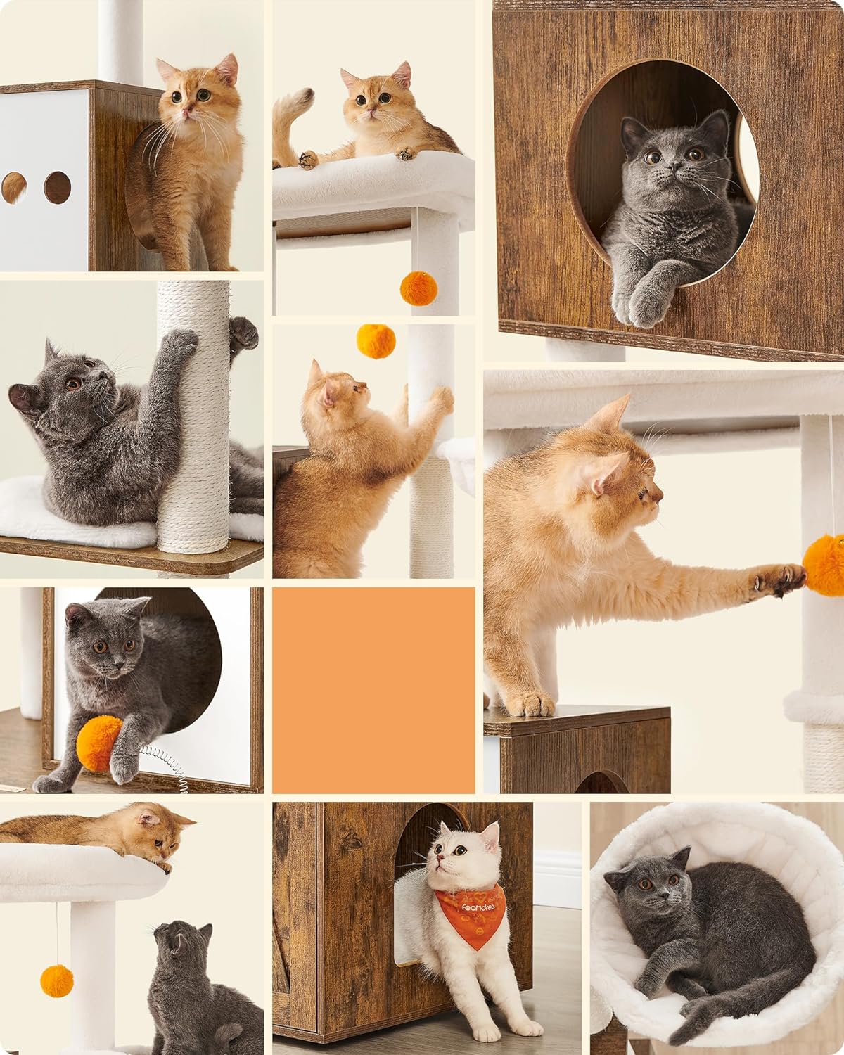 Kratzerpfosten - mit Katzenbäckerei - Multiple Plateaus - Holz - braun