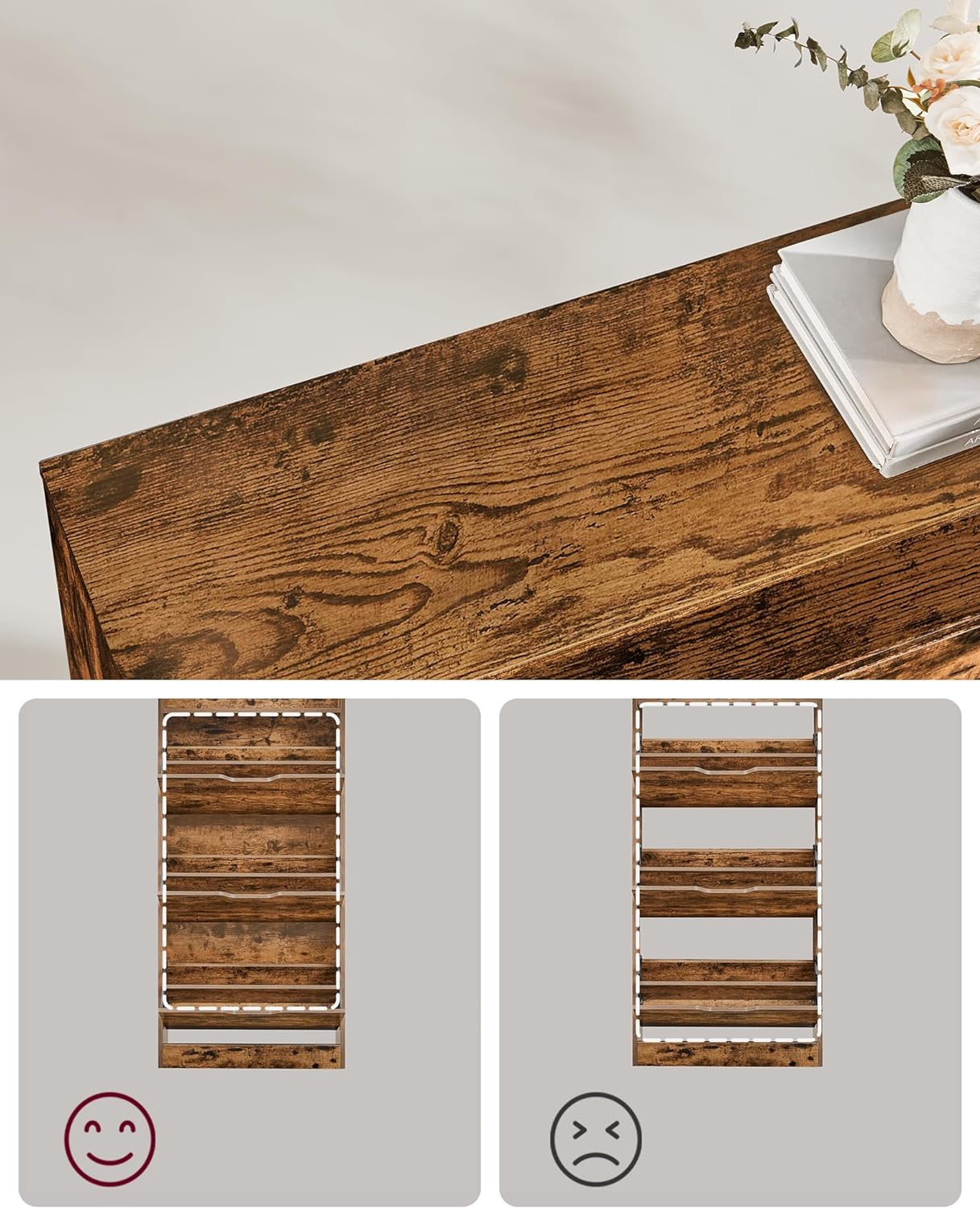 Schuhschrank - Aufbewahrungsschrank für Schuhe - 3 Fächer - aus Holz gemacht - braun