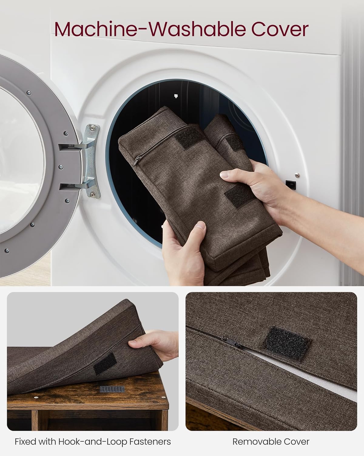 Schuhschrank - Schuhbank - 9 Fächer - mit Sitz - aus Holz - braun