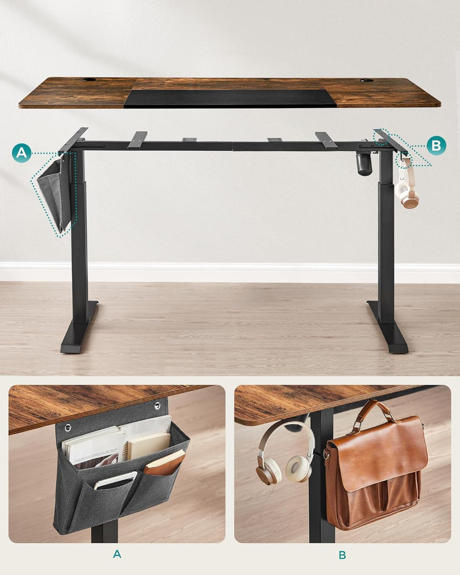 Elektrischer Schreibtisch – mit Rollen und Stauraum