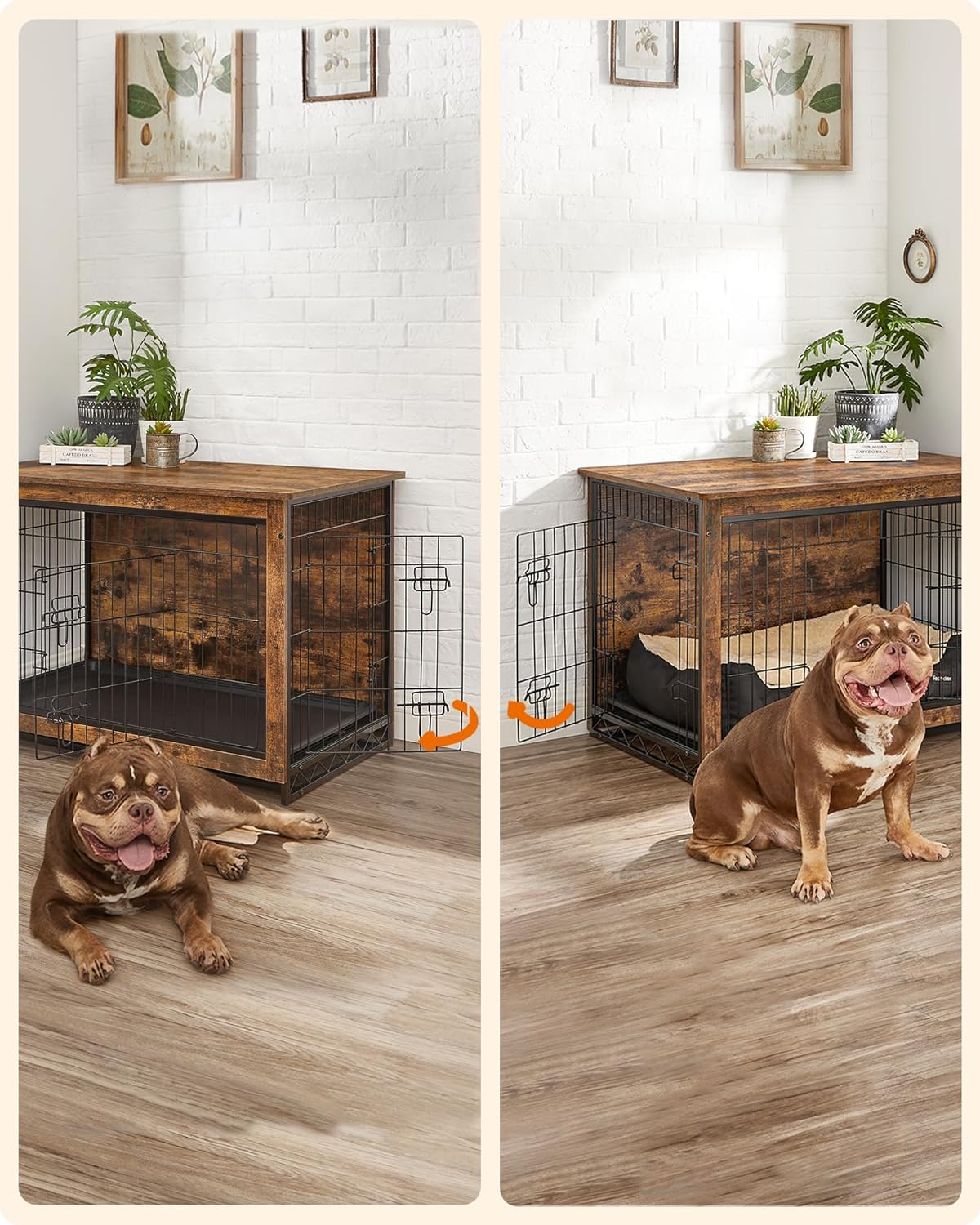 Hundekäfig - Bank - extra stark - Holz/Metallrahmen - braun