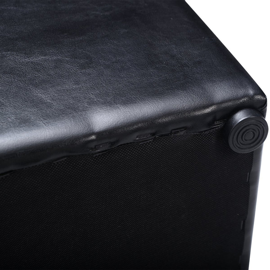 Seat – Cube sittbox sits pall förvaringsbox stoppad läder bröst – Svart