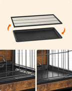 Hundekäfig - Bank - extra stark - Holz/Metallrahmen - braun