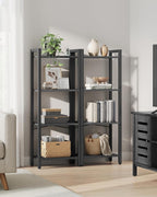 Bücherregal - Wohnzimmerschrank - mit 4 Levels - offene Regale - Schwarz