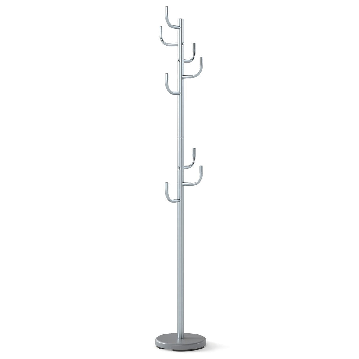 Modern – Garderobsstativ Hakar Kaktus Klädesstativ med Viktbas och Böjda Ändor – 8 175 cm – Silver