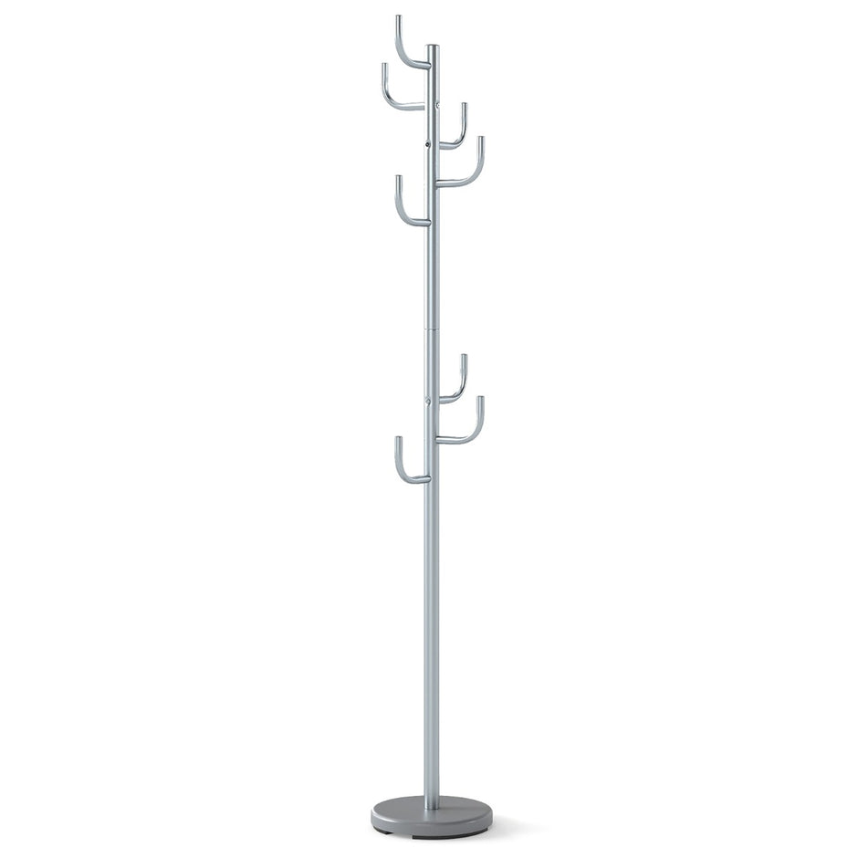 Modern – Garderobsstativ Hakar Kaktus Klädesstativ med Viktbas och Böjda Ändor – 8 175 cm – Silver