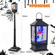 Halloween – dekoration gatlykta med färgade LED lampor, musik och snöeffekt – 6 155 cm – Svart