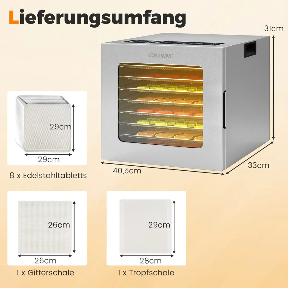 850W – torkautomat med insättningsfack torkapparat timmars timer och temperaturregulator 35℃ 75℃ – 8 48 – Silver