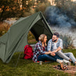 Fältbädd – med tält för personer campingbädd regnskydd och nät dörrar fönster rullväska – 2 2 – Grön