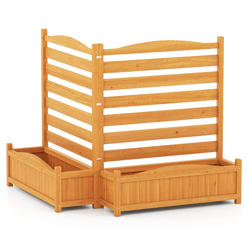 del – Träpanel med Odlingslåda och Dräneringshål Klätterställning Dekorativ Trädgårdsstaket – 2 91 x 114 cm – Gul