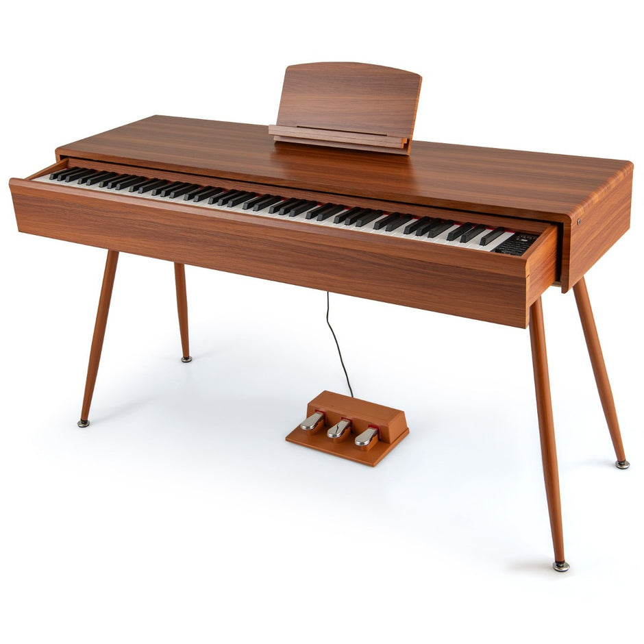 tangenter – Graded Hammer Action Weighted Keyboard Piano med push pull låda – 88 – Brun