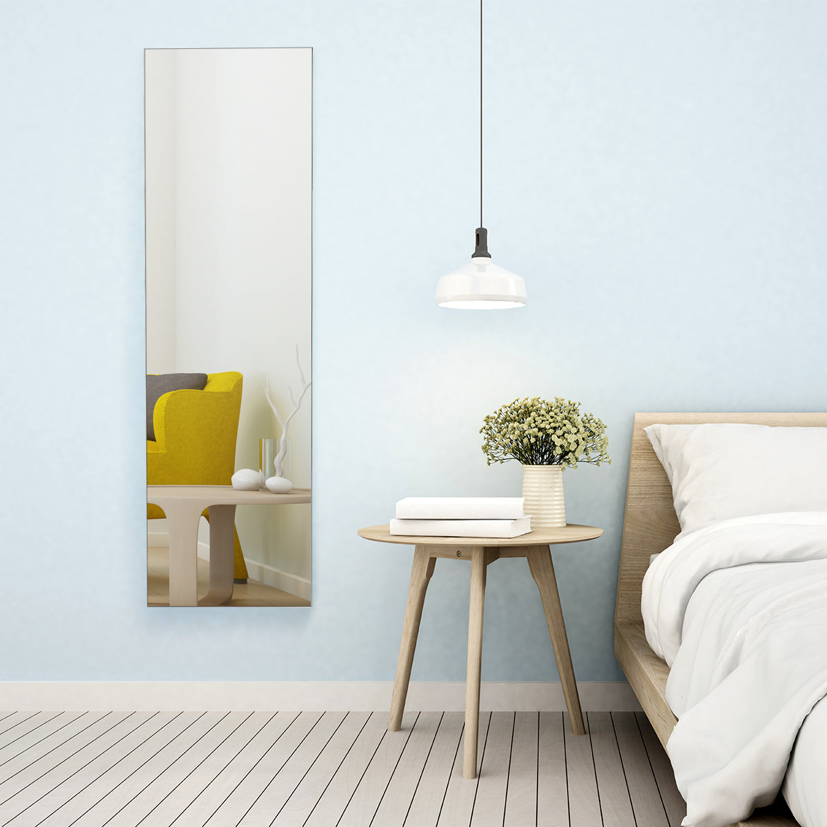 Smyckesskåp – Väggspegel med LED belysning Spegelskåp Svart/ – 120 x 35,5 x 10 cm – Vit