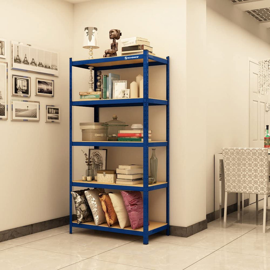 Speicherregale - 2 - Kellerschrank - 5 einstellbare Regale - Metallplanken - Blau