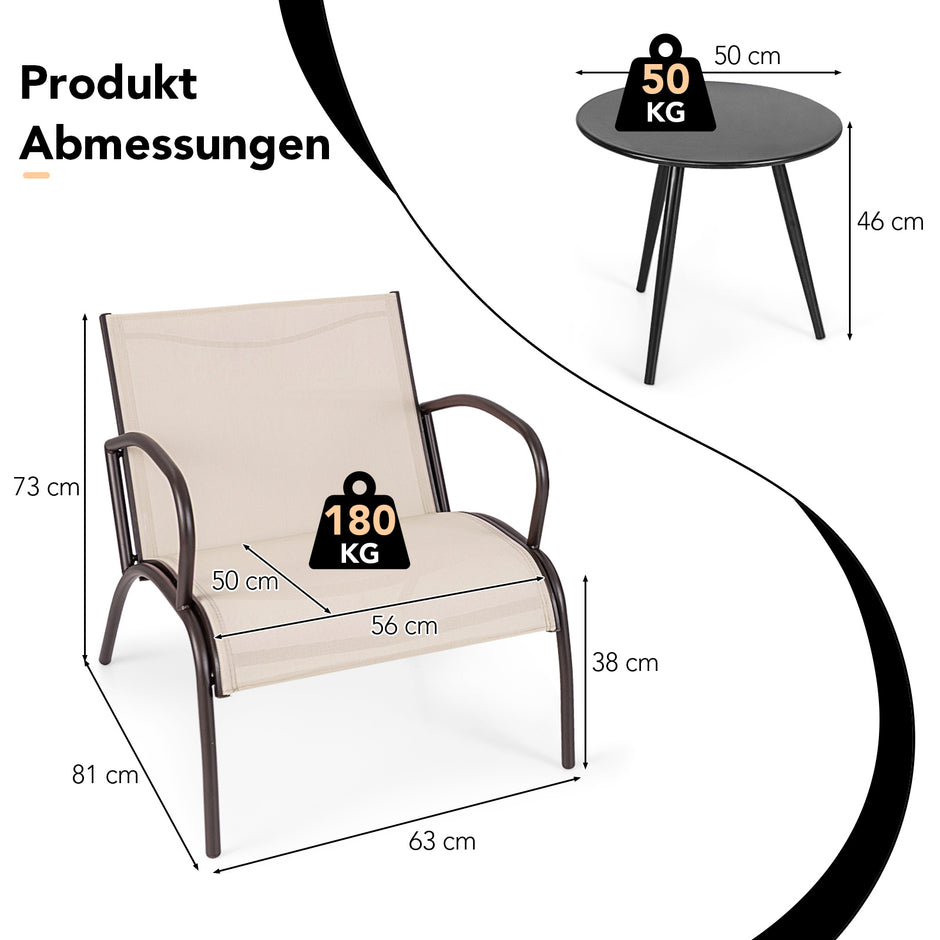 delat – trädgårdsmöbelset balkongset med stolar och bord balkongmöbler bred sits. – 3 2 – Ljusbrun