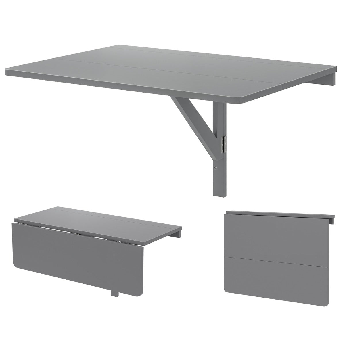 Väggmonterat – hopfällbart bord Platsbesparande – 80 x 60 cm – Grå