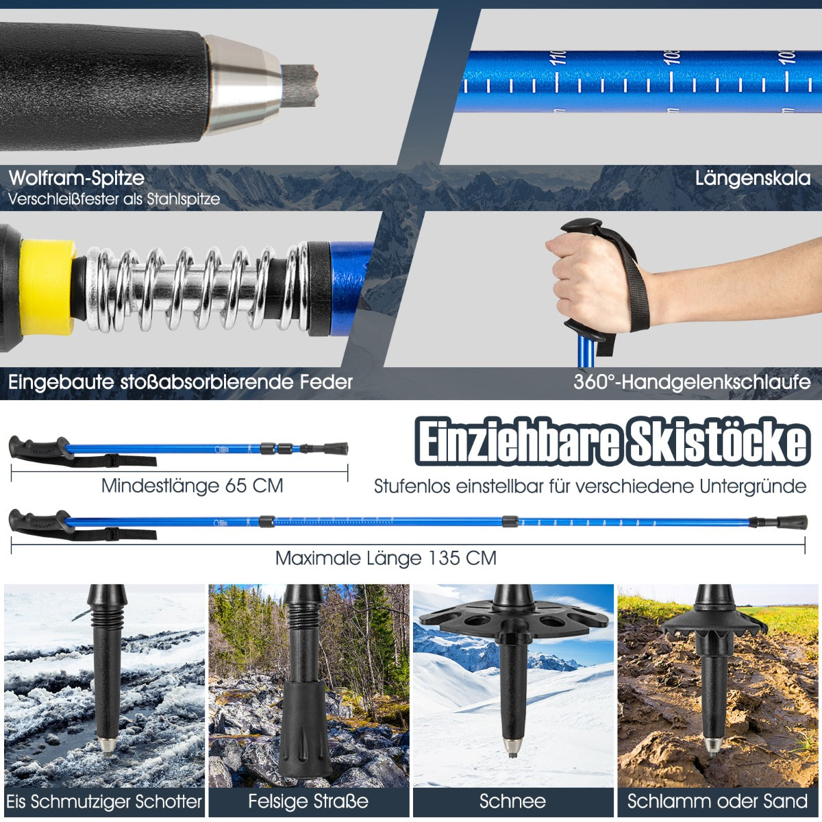 i – snöskor set med dubbel spännsystem – 4 1 53 cm – Marinblå