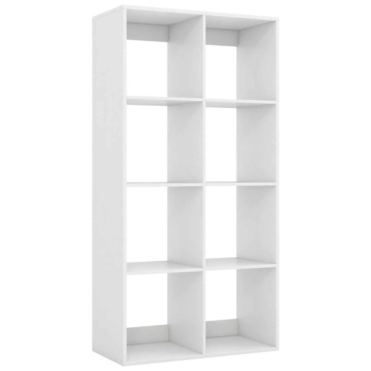 kubers – bokhylla modern kubhylla med skyddsräcke på baksidan och tippskyddssats – 8 69,5 x 33 x 137 cm – Vit