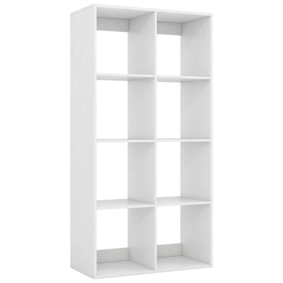 kubers – bokhylla modern kubhylla med skyddsräcke på baksidan och tippskyddssats – 8 69,5 x 33 x 137 cm – Vit