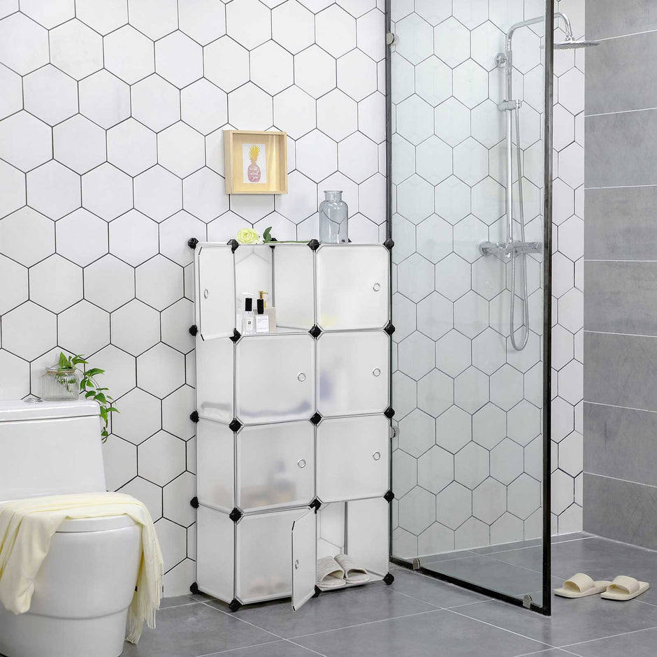 Racking -System - 9 Würfel - mit Türen - Garderobe und Schuhgepäck - Weiß