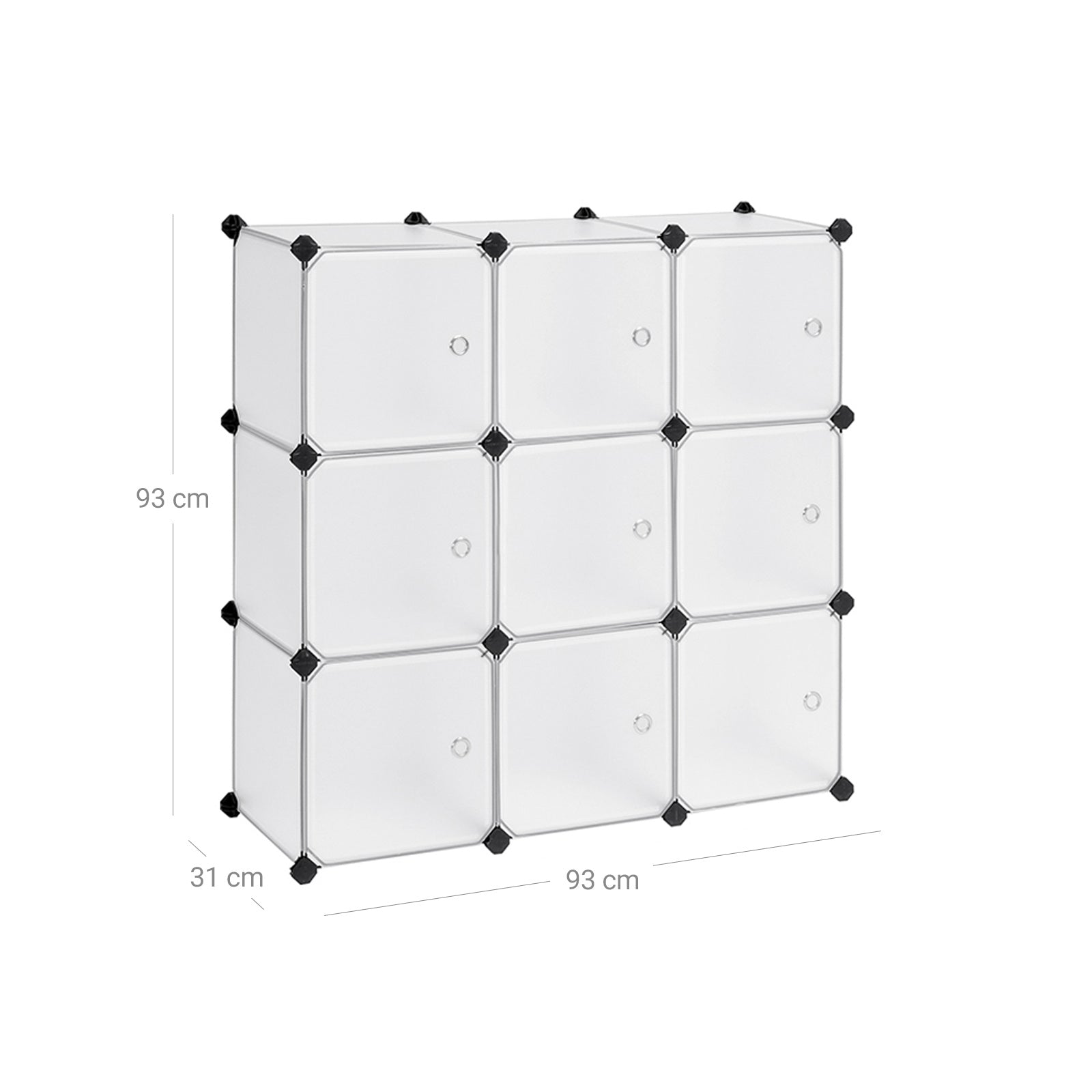 Racking -System - 9 Würfel - mit Türen - Garderobe und Schuhgepäck - Weiß