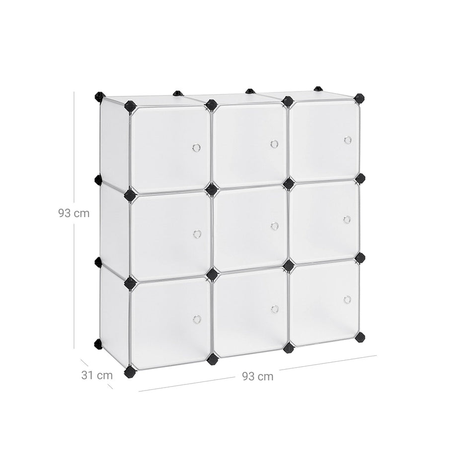 Racking -System - 9 Würfel - mit Türen - Garderobe und Schuhgepäck - Weiß