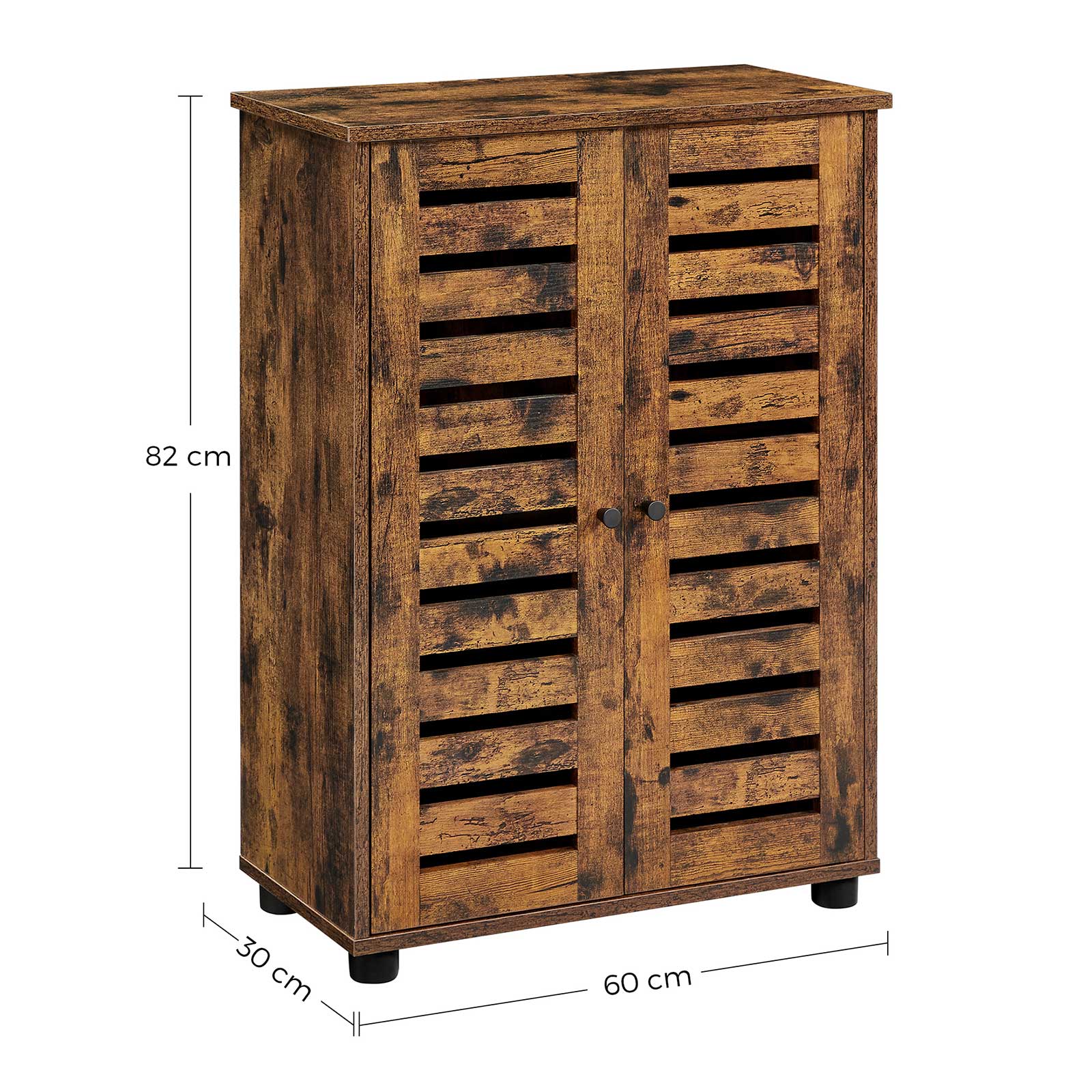 Badezimmerschrank - Holzschrank - 2 französische Türen - Brown